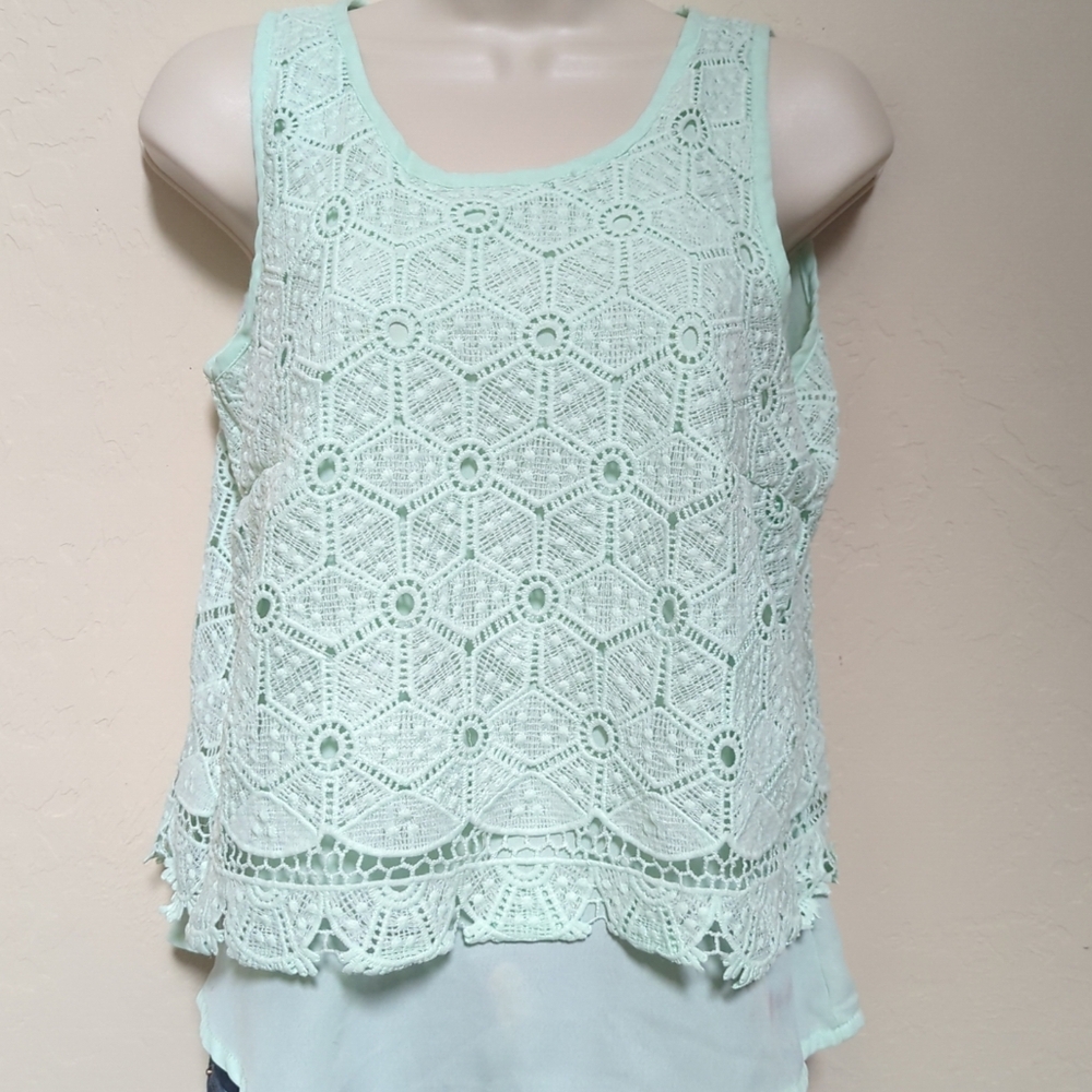 Marilyn Monroe Collection Lace  Tank Top Sz Sm Mint Green Feminine